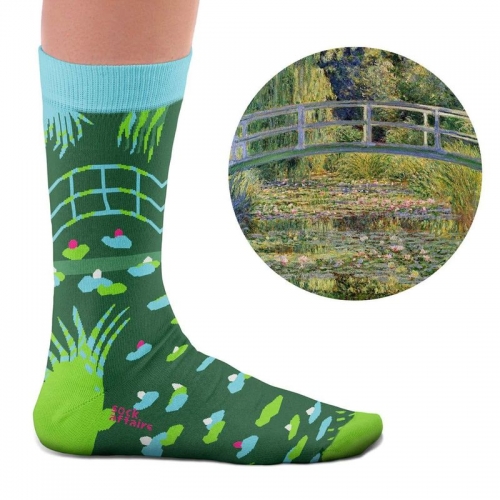 Socken Kunstwerke - Monet "Seerosen mit japanischer Brücke"